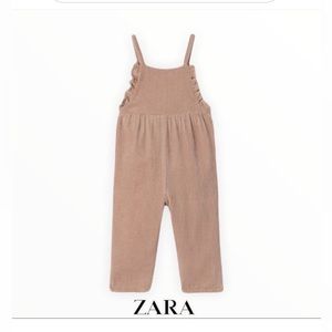 Zara Kids Tan Ruffled Corduroy Jumpsuit Overalls
